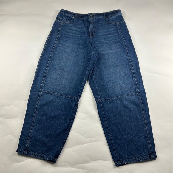 LOFT Dark Wash High Rise Barrel Leg Jeans 31 / 12 - Picture 1 of 7